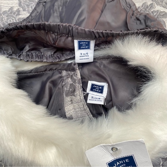 Janie and Jack Special Occasion Faux Fur Collar Jacquard Dress - Picture 9 of 10